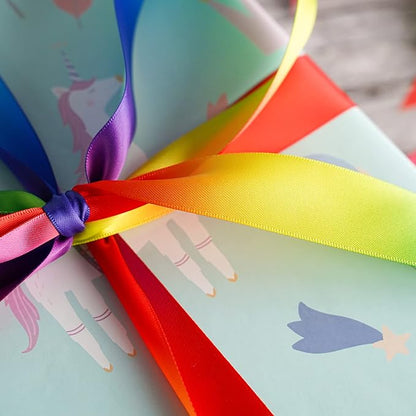 MEEDEE Rainbow Ribbon Satin Ribbon 1 inch Rainbow Satin Ribbon Rainbow Colored - Image 7