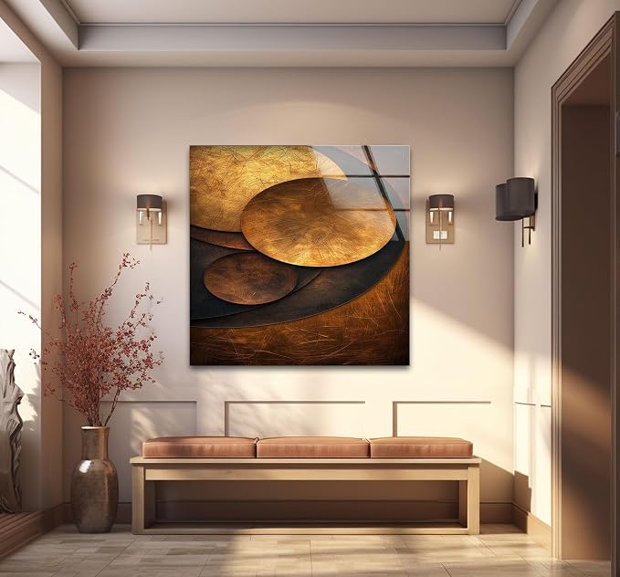 My Photostation.com 24Wx30H'' Bronze Art Deco Geometric Motifs Glass Wall Art - Image 4