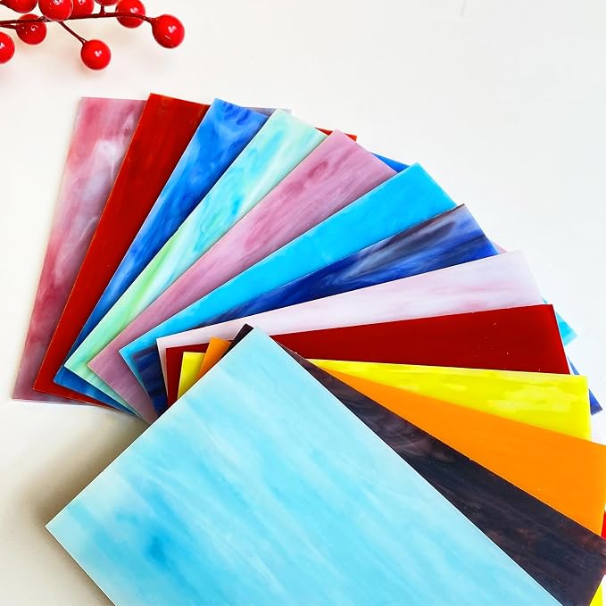 24 Sheets Stained Glass Sheet Rainbow Colors, 6 x 4 inches Cathedral Glass - Image 4