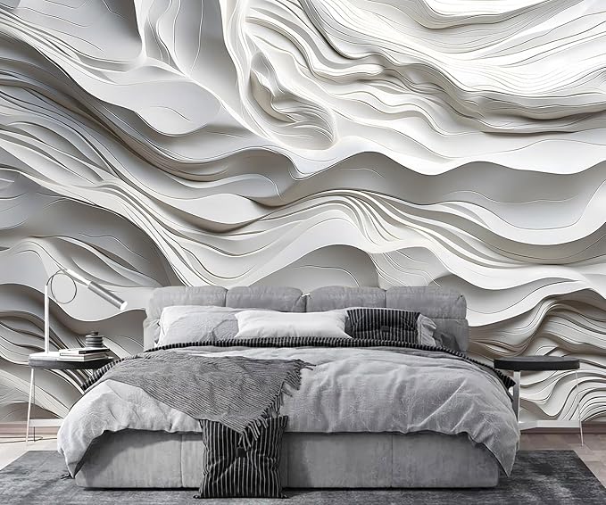 AFZEVEB-3D Stereo Relief Lines Living Room Background Wallpaper Mural 159"x107" - Image 2