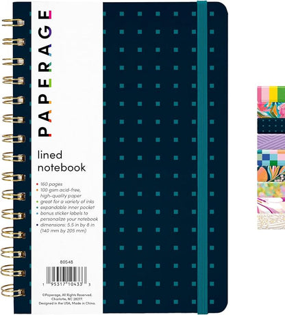 PAPERAGE Lined Spiral Journal Notebook, 160 Pages, Hardcover Journal by PAPERAGE