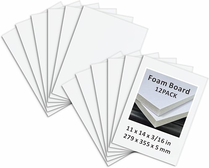 Foam Board 11 x 14 in, ZXUNLIEH 12 Pack White Poster Board, 3/16 in Thick Craft by Unknown