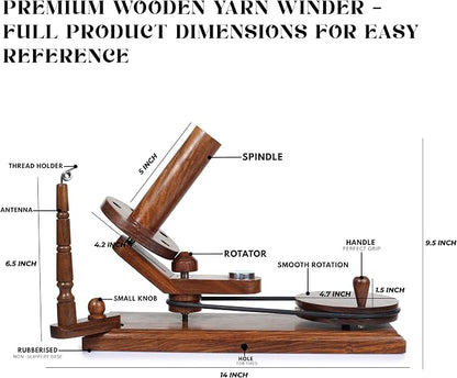 Bhartiya Handicrafts Rosewood Yarn Winder | Large Capacity 10 oz Wooden Yarn - Image 3