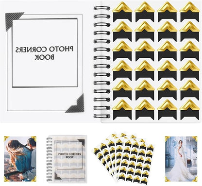 GOONAVI 15 Sheets 360 PCS Golden Black Acid-Free Photo Corners Notebook by GOONAVI
