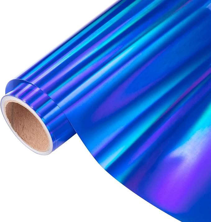VINYL FROG Holographic HTV Vinyl Roll 12" x5ft Blue Metallic Heat Transfer by VINYLFROG