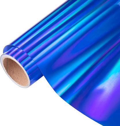 VINYL FROG Holographic HTV Vinyl Roll 12" x5ft Blue Metallic Heat Transfer by VINYLFROG