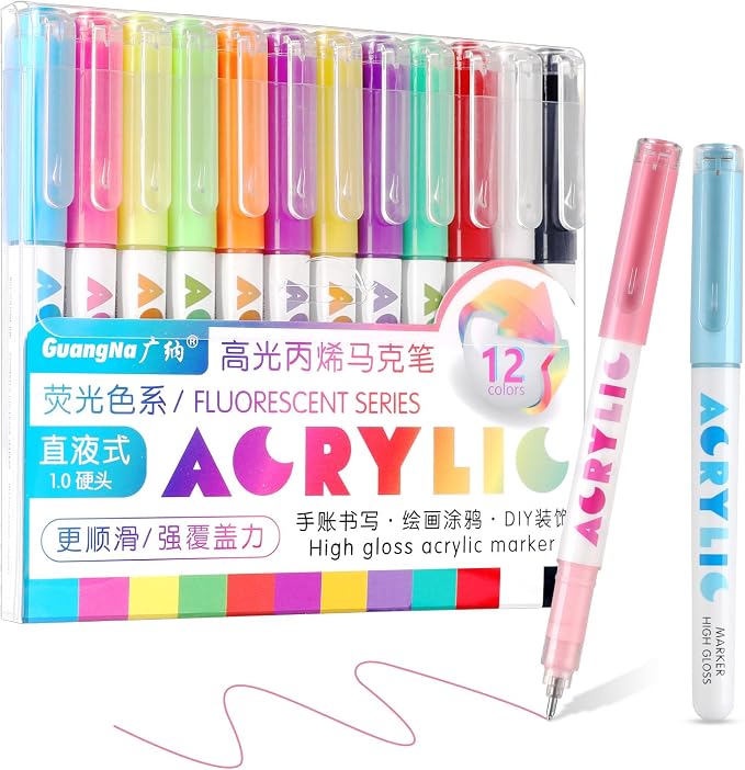 kander Direct Liquid Highlighter Acrylic Marker, 12 Colors Gel Pens by Unknown