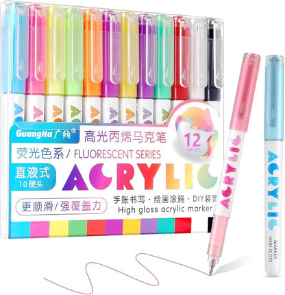 kander Direct Liquid Highlighter Acrylic Marker, 12 Colors Gel Pens by Unknown