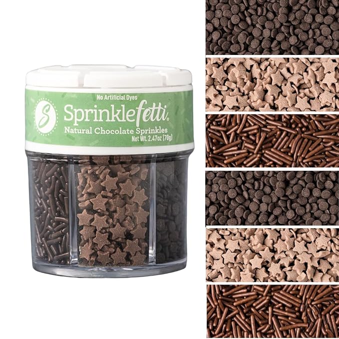 Sweets Indeed Dye-Free Chocolate Sprinkles – 2.75 oz 6-Cell Mix by SweetsIndeed