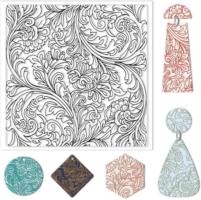 CHGCRAFT Clay Texture Mat Retro Floral Clay Texture Sheets Silicone Polymer by chgcraft
