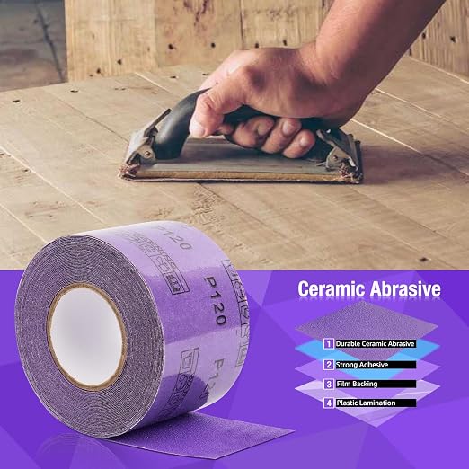 800 Grit PSA Purple Film Ceramic Sandpaper Roll, 2-3/4" Wide Continuous 20 Yard - Image 4