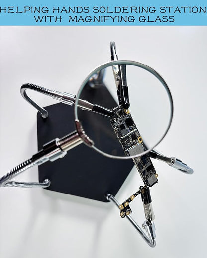 Kaisiking Helping Hands Soldering Station Kit • Magnifying Glass • 4 Flexible - Image 3