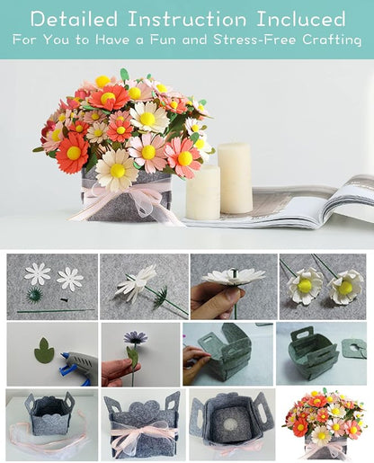 DIY Felt Flower Art Craft Kit, Daisy Bouquet Kit, Floral Gifts, Beginner Craft - Image 5
