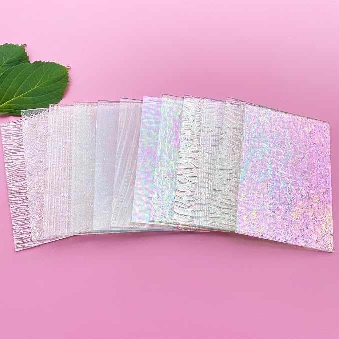 ILLUCKAI 12 Sheets Clear Textured Stained Glass Sheet, 4 x 6 inch Rainbow - Image 3