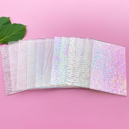 ILLUCKAI 12 Sheets Clear Textured Stained Glass Sheet, 4 x 6 inch Rainbow - Image 3