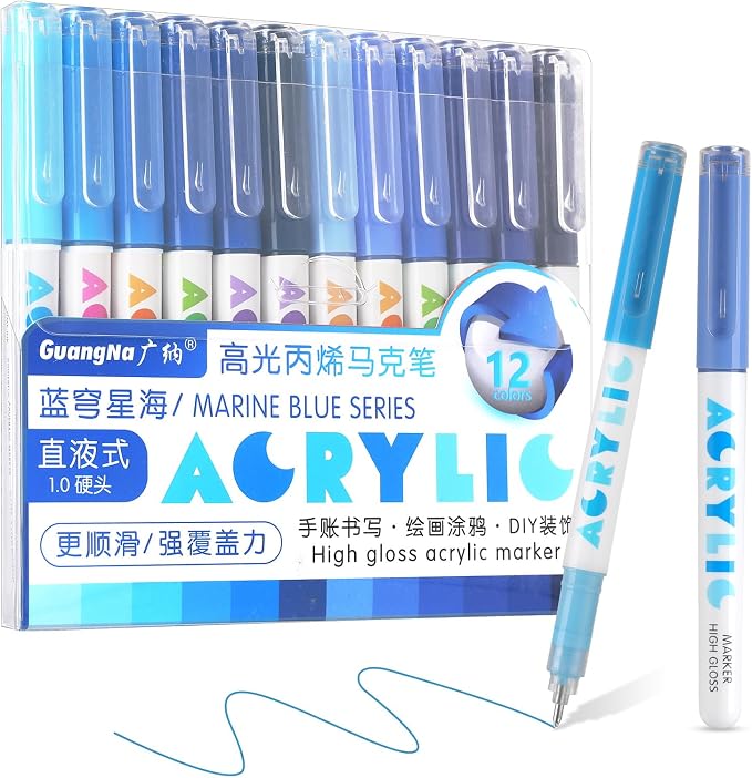 kander Direct Liquid Highlighter Acrylic Marker, 12 Colors Gel Pens by Unknown
