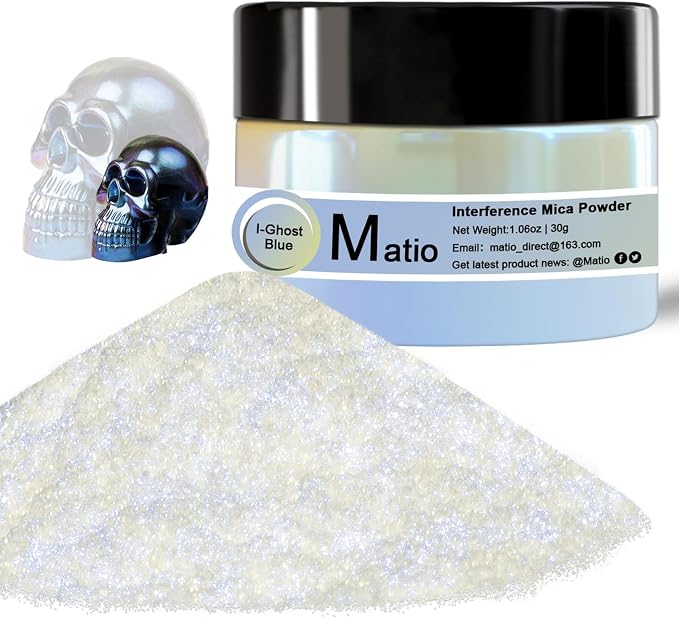 Matio Interference Mica Powder, 1.06oz/ 30g Ghost Blue Chrome Powder, by Matio