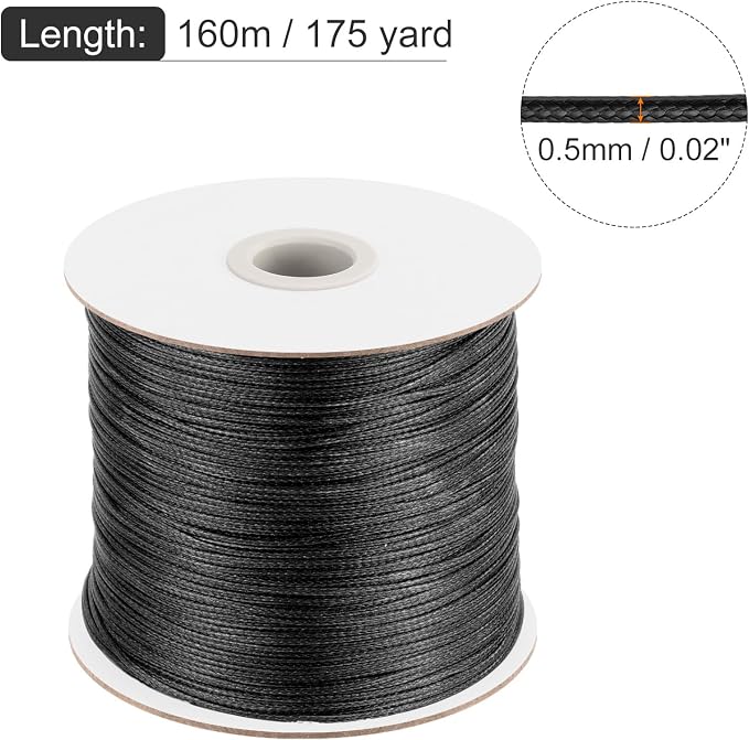 MECCANIXITY Waxed Cord 0.5mm Waxed Polyester Cord 175 Yard Wax String - Image 2