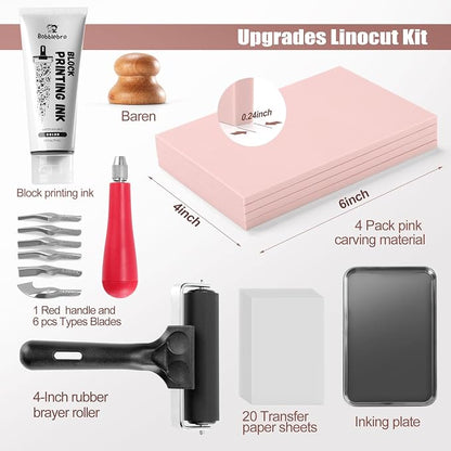 Linoleum Blocks for Printmaking, Stamp Carving Linocut Kit, Linocut Tools Block - Image 2