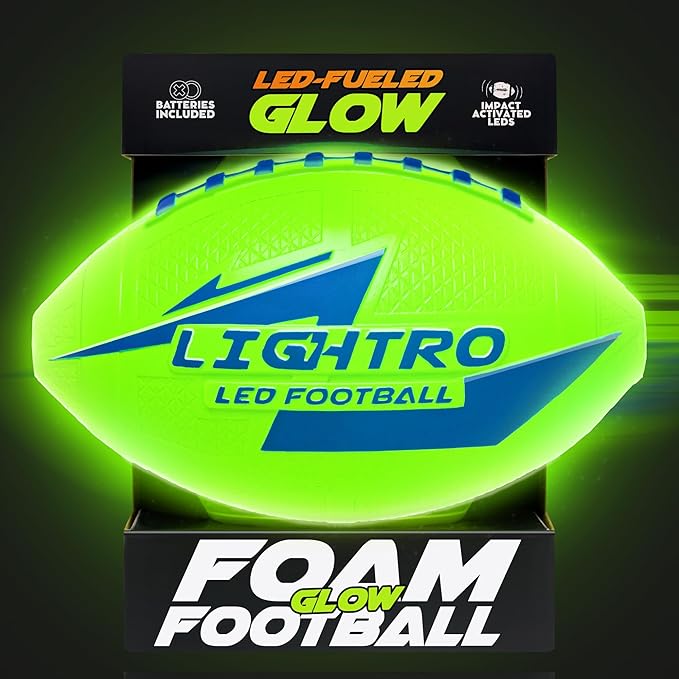 LIGHTRO - Soft Foam Glow in The Dark Football - 8" Youth Size - Super Bright by LIGHTRO