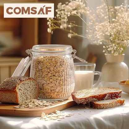 ComSaf Airtight Glass jar with lid 26oz Set of 6, Glass Storage Containers with - Image 6