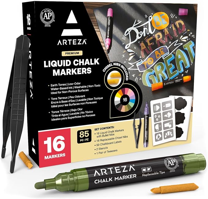 ARTEZA Pastel Liquid Chalk Markers, Water Based Pens by ARTEZA