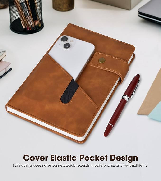 Brown A5 Lined Leather Journal Notebook - Image 3