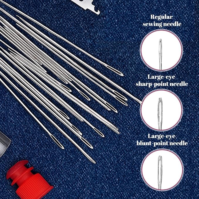 37PCS Sewing Tool Set, 2026 New Big Eye Steel Sewing Needles Kit, Stainless - Image 5