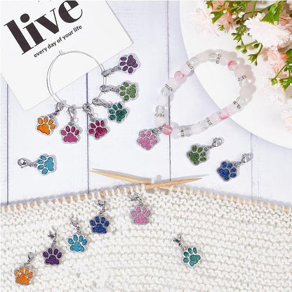 SUNNYCLUE 1 Box 16Pcs Knitting Stitch Markers Cute Pet Paw Dog Cat Paws Enamel - Image 3
