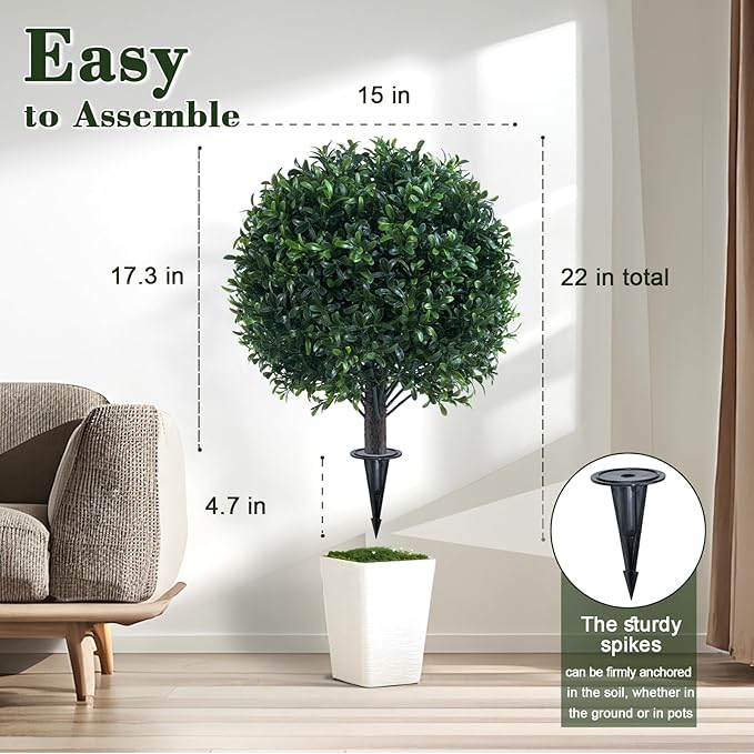 Artificial Boxwood Topiary Ball Bush - Image 2