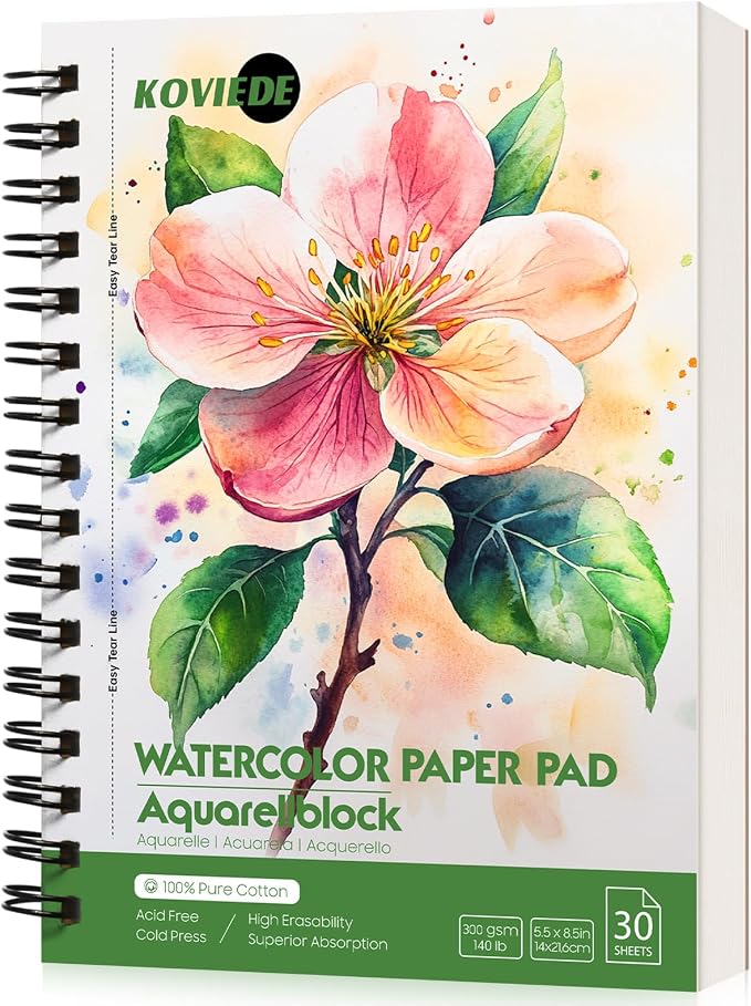KOVIEDE 100% Cotton Watercolor Paper Pad by KOVIEDE