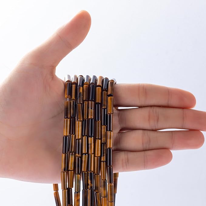 Natural Yellow Tiger Eye Cylinder Tube Beads 4x13mm 38cm/str Loose Semi - Image 2