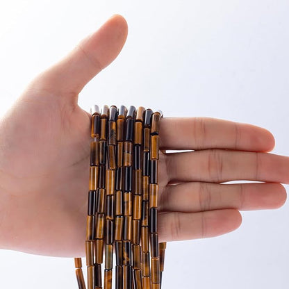 Natural Yellow Tiger Eye Cylinder Tube Beads 4x13mm 38cm/str Loose Semi - Image 2