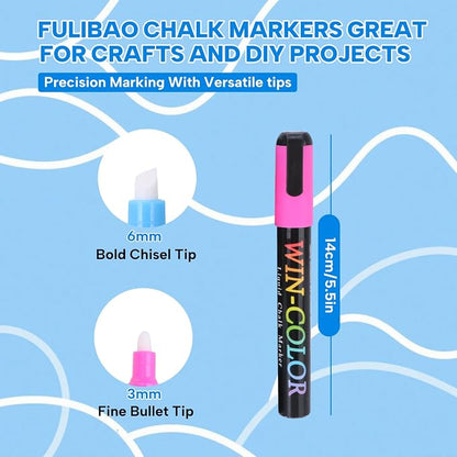 Liquid Chalk Markers Erasable, 8 Colours Window Markers, 6mm Reversible Tip - Image 2
