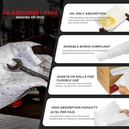 Oil Absorbent Pads | 16"x20" Oil-Only Spill Mat 100-Pack | Industrial Spill - Image 5