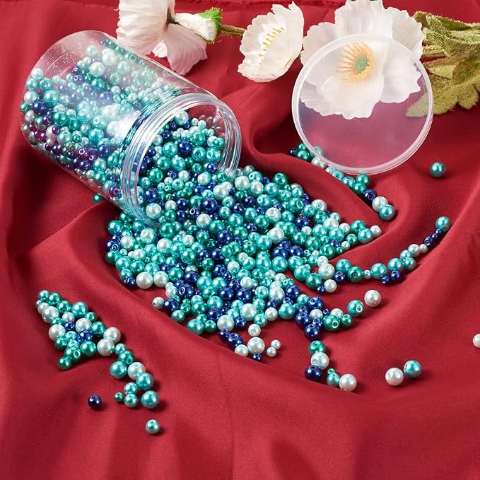 1840Pcs 4/6/8mm Glass Pearl Beads Pearlized Beads Multi Colors Round Spacer - Image 5