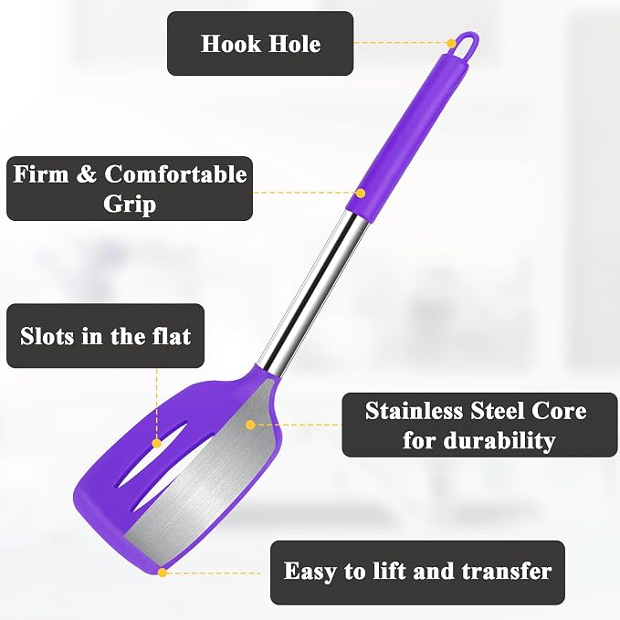 Silicone Spatula Spoon Set, BPA Free Kitchen Turners - Image 2