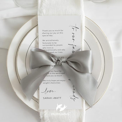 HUIHUANG Silver Satin Ribbon 2 inch Wide Double Faced Satin Ribbon Silver - Image 4