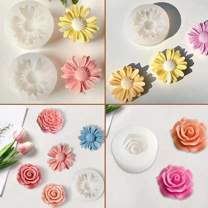 3 Pack Candle Molds for Candle Making, Moldes para Velas, Flower Molds Silicone - Image 5