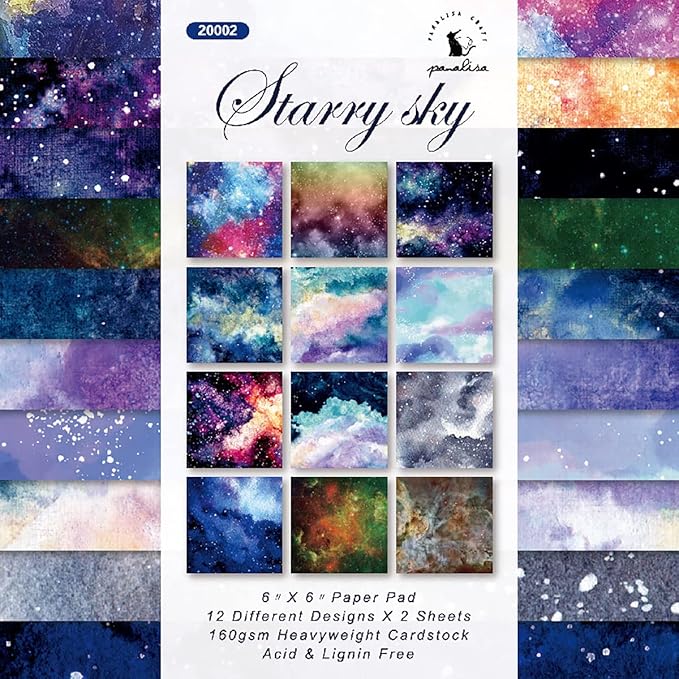YASMEN Scrapbook Paper Pad, 24 Sheets Celestial Themed Mixture Colored Paper by YASMEN