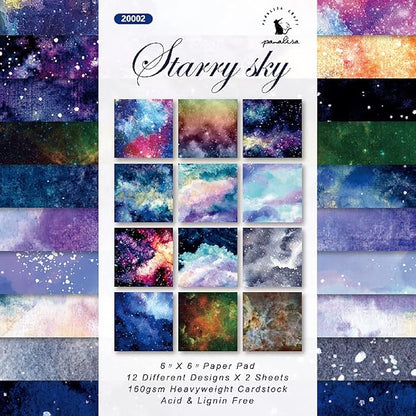 YASMEN Scrapbook Paper Pad, 24 Sheets Celestial Themed Mixture Colored Paper by YASMEN