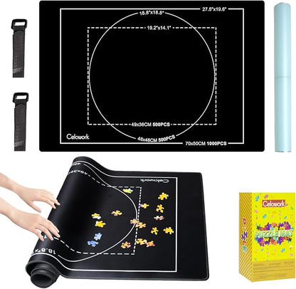 Rubber Jigsaw Puzzle Mat 1000 Pieces | 20" x 27"Puzzle Mats Roll Up | Jigsaw by Home