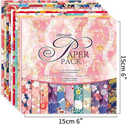 Origami Paper Kit 100 Sheets 70GSM 6 Inch Square Double Sided Color 100 Vivid - Image 3