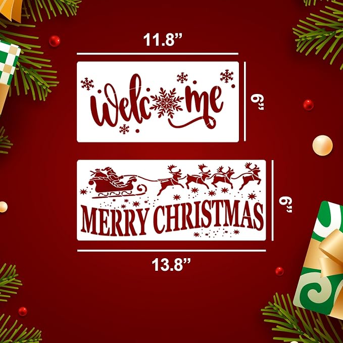 Christmas Stencils for Crafts Reusable Christmas Doormat Stencils Xmas Holiday - Image 2