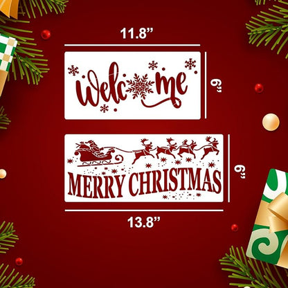 Christmas Stencils for Crafts Reusable Christmas Doormat Stencils Xmas Holiday - Image 2