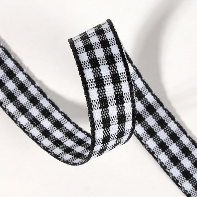 Buffalo Check Ribbon Black and White Gingham Ribbon 25 Yards - Image 4