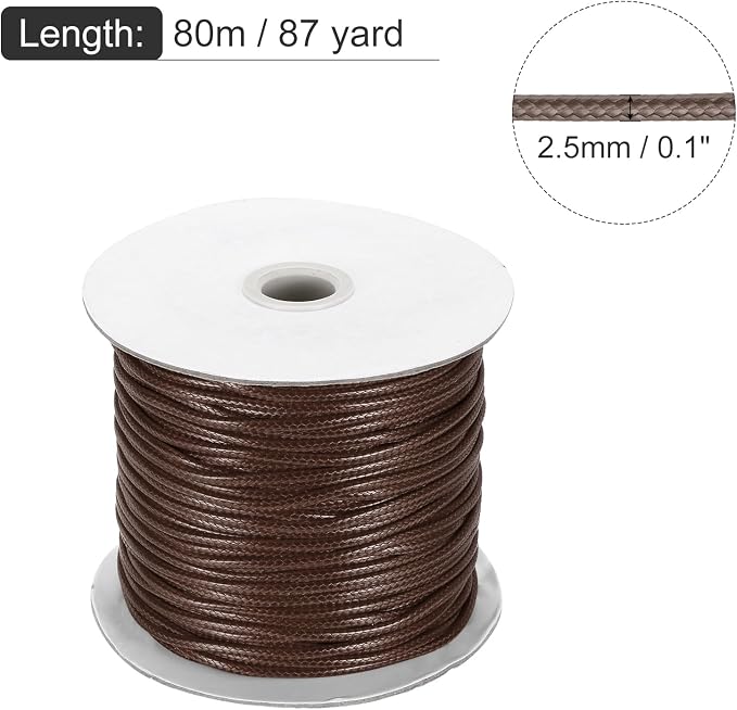 MECCANIXITY Waxed Cord 2.5mm Waxed Polyester Cord 87 Yard Wax String - Image 2