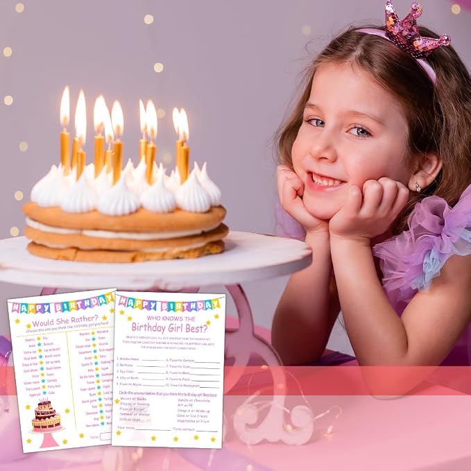 Birthday Party Games Set for Girls- 20 Birthday Double Sided Games Cards Set- - Image 6