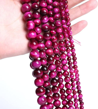32PCS 12mm AAA Natural Rose Red Tiger Eye Agate Stone Round Loose Beads - Image 3