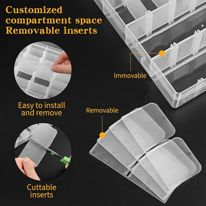 Plastic Organizer Container Box, 36 Large Grids Clear Plastic Bead Organizer - Image 3